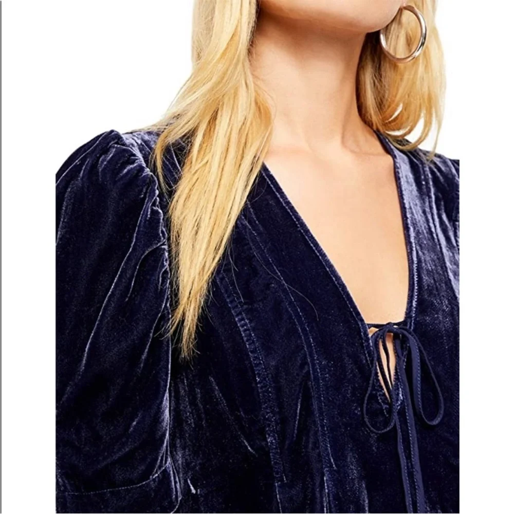 Free People Adelle Velvet Tunic/Mini Dress in Indigo Lost   Sz M